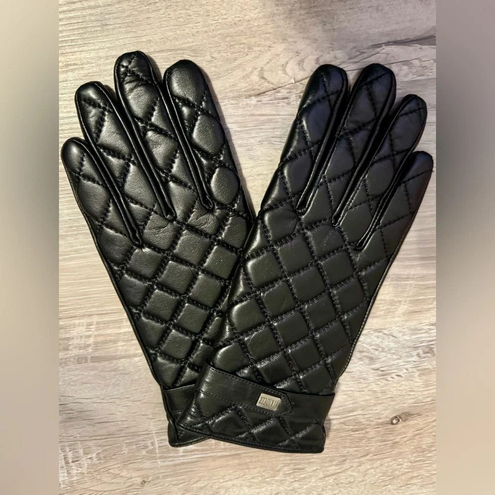 New. VIKIDEER Women's Winter Leather Black Gloves, Size S. Warm Wool